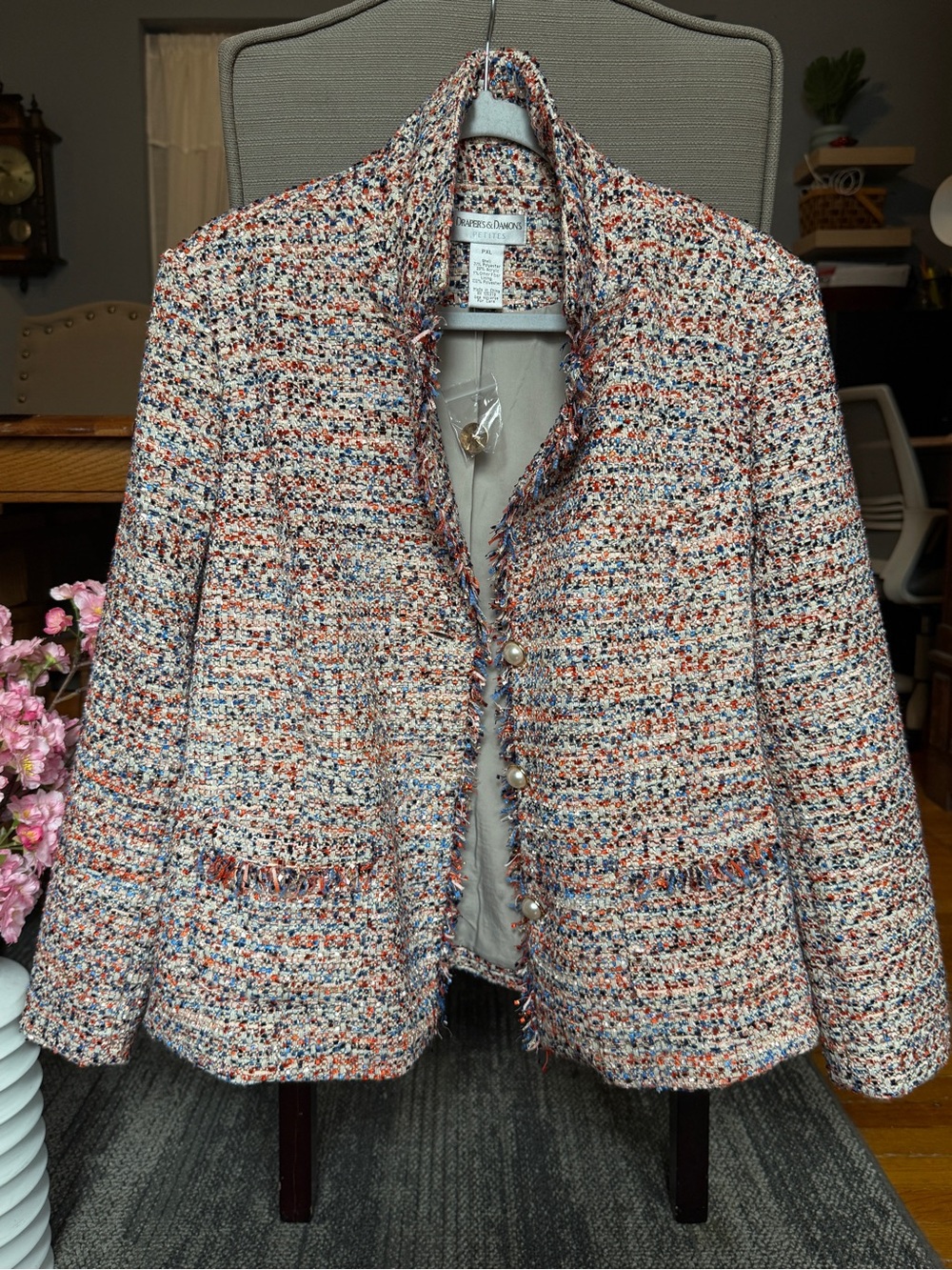 Draper's & Damon's Petite Tweed Blazer Multicolor PXL Like New